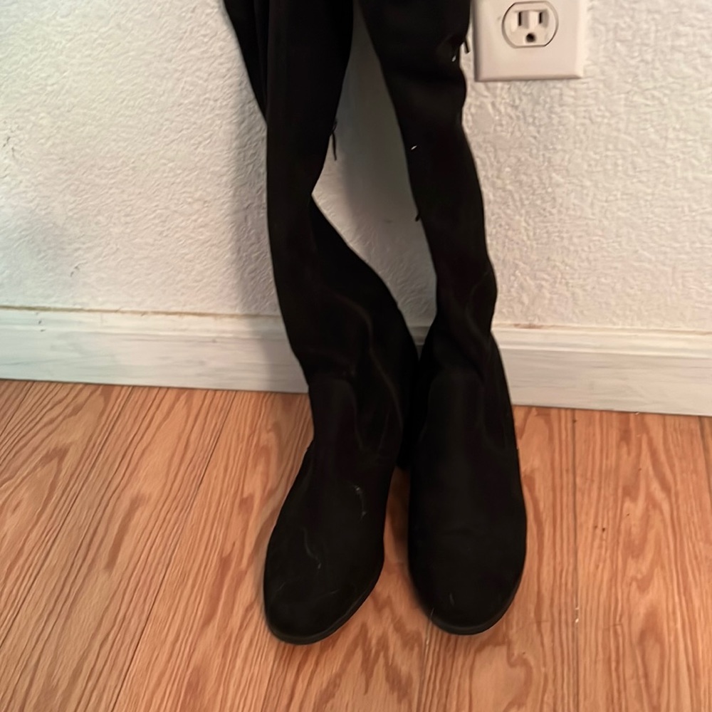 Knee high suede boots